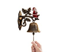 Christmas Door Bell, Vintage Welcome Bell Decoration 7.09 inches, Santa Claus Snowman Reindeer Design, Festive Metal Hanging Accent for Indoor Outdoor Garden Home Holiday Yard Decor
