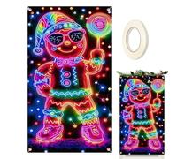 Christmas Door Cover | 180x90cm Polyester Fluorescent Holiday Banner | Large Front Door Decoration Panel | Christmas Cover Festive Entrance Wrap For Porch Farmhouse Indoor Outdoor Home Seasonal Displ