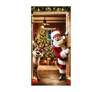 Christmas Door Cover - Christmas Door Decorations, ChristmaAs Front DooRr Decorations, ChristmaAs DoorS Wrap - For Photography Outdoor Home Kitchen Porch Outside, 2d Photo Booth Background Props