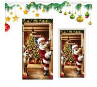 Christmas Door Cover - Polyester 90x180cm | 2D Photo | Backdrop Banner | Holiday Scene Prop For Party Decoration And Festive Photography