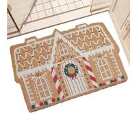 Christmas Door Mat, Gingerbread House Door Cashmere Carpet Non Slip for Entrance | Welcome Mat Front Gate Comfortable Seasonal Entrance Carpets for Home, Bathroom