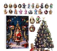 Christmas Dragon Adventt Calendar - 24 Days, 2D Acrylic Flying Dragon Ornaments | Dinosaur Countdown Calendar | Cute Flat Acrylic Decor for Christmas Tree, Wall, Door, Car, Backpack