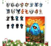 Christmas Dragon Countdown 24-Piece Cute 2D Acrylic Decor Ornament