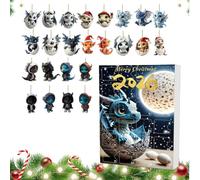Christmas Dragon Countdown 24-Piece Cute 2D Acrylic Decor Ornament
