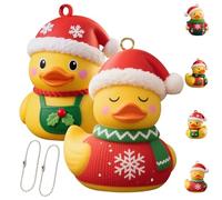 Christmas Duck Ornaments, Christmas Rubber Ducks, Yellow Duck Xmas Ornaments, Daughter Son Holiday Party Favors Keepsake Gift with Rope for Xmas Tree Decorations Home Decor(Style 1+Style 4)