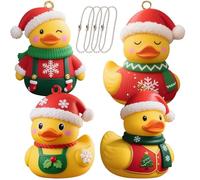 Christmas Duck Ornaments, Christmas Rubber Ducks, Yellow Duck Xmas Ornaments, Daughter Son Holiday Party Favors Keepsake Gift with Rope for Xmas Tree Decorations Home Decor(4-Style)