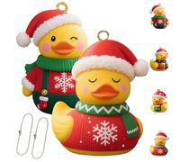 Christmas Duck Ornaments, Christmas Rubber Ducks, Yellow Duck Xmas Ornaments, Daughter Son Holiday Party Favors Keepsake Gift with Rope for Xmas Tree Decorations Home Decor(Style 1+Style 2)