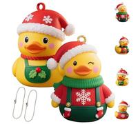 Christmas Duck Ornaments, Christmas Rubber Ducks, Yellow Duck Xmas Ornaments, Daughter Son Holiday Party Favors Keepsake Gift with Rope for Xmas Tree Decorations Home Decor(Style 2+Style 4)