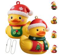 Christmas Duck Ornaments, Christmas Rubber Ducks, Yellow Duck Xmas Ornaments, Daughter Son Holiday Party Favors Keepsake Gift with Rope for Xmas Tree Decorations Home Decor(Style 3+Style 4)