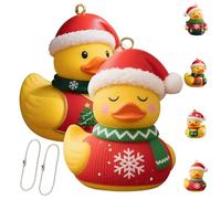 Christmas Duck Ornaments, Christmas Rubber Ducks, Yellow Duck Xmas Ornaments, Daughter Son Holiday Party Favors Keepsake Gift with Rope for Xmas Tree Decorations Home Decor(Style 1+Style 3)