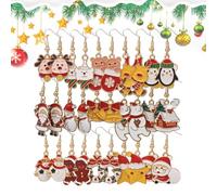 Christmas Earrings Pack - Metal Hooks, Lightweight Festive Design, Colorful Holiday Pattern, Charming Seasonal Jewelry Set | Winter Accessory with Glitter Finish for Women Party Celebra