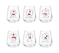 ''Christmas Element'' Set di 6 Bicchieri da Acqua in Vetro con Stampe Natalizie Decorazioni Natalizie Idea Regalo Natale Sposi Amici Set Drink Famiglia Cena Decorazioni Tavola Di Natale
