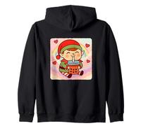 Christmas Elf Bubble Tea Amante Carino Anime Kawaii Arcobaleno Felpa con Cappuccio