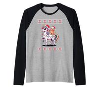 Christmas English Cocker Spaniel Unicorn Sunglasses Maglia con Maniche Raglan
