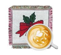 Christmas Fabric Drink Coaster - Tassel Square Mat | Table Heat Pad