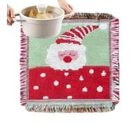 Christmas Fabric Drink Coaster - Tassel Square Mat | Table Heat Pad