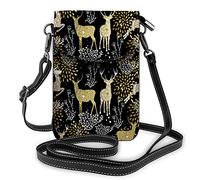 Christmas Fancy Deer And Nature Elements Borsa a tracolla per cellulare Borsa a tracolla per animali con piante di fiori di animali