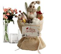 Christmas Faux Flowers - Christmas Bouquet, Plush Toy Bouquet with Lights and Gift Bag | Artificial Flower Doll Arrangement for Birthday, Girlfriend, Best Friend | Winter Wedding Centerpiece