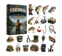 Christmas Fisherman Advent Calendars 2026, 2D Acrylic Hanging Ornaments | Realistic 2D Flat Mini Fishing Gear Ornaments 24 Days Countdown Calendar for Dad Husband Boyfriend