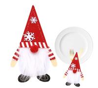 Christmas Flatware Holder - Felt Gnomes Utensil Organizer, Festive Cutlery Storage Pouch | Fork and Spoon Holder for Cinner Table, Holiday, Wedding, Party, New Year Gnomes Utensil Bag