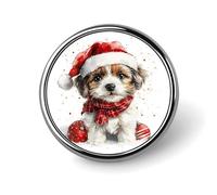 Christmas for Dogs Funny Round Lapel Pins Metal Button Brooch Badge Tie Hats Clothes Decoration for Men Women