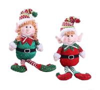 Christmas for elf Dolls - Confezione da 2 gambe lunghe per decorare la | Gambe lunghe stravaganti, espressioni allegre, colori verde rosso, decorazione mensola scrivania, spirito festivo