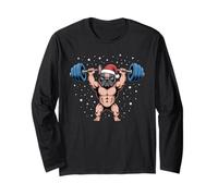 Christmas French Bulldog Sollevamento Pesi Divertente Deadlift Maglia a Manica