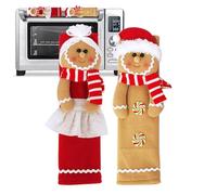 Christmas Fridge Handle Covers - Gingerbread Man Handle Covers | Lively Decorations Gloves for Dishwashers Microonde Kitchen Home Indoor | Reusable Christmas Door Handles Cover