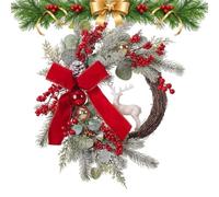 Christmas Front Door Wreaths - Artificial Seasonal Decorative Bow Garland