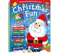 Christmas Fun Book: 40 Fun and Festive Activity Pages with Search & Find Puzzles, Stickers, Write & Wipe Pen for Kids - Reusable Dry Erase Holiday Fun