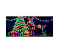Christmas Garage Door Cover 2d Flat Fluorescent - Uv-Activated Backdrop Outside Party Porch Wall Gate Yard | Large Holiday Cover with Bright Festive Print for Seasonal Decoration Celebration Display