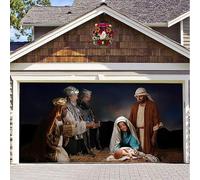 Christmas Garage Door Decorations, Garage Buddy-Wall Papers Birth of Jesus Backdrop Christmas Night Manger Nativity Pray Scene Baby Shower Family Party Portrait Photography Background(SD0106,13x6ft)