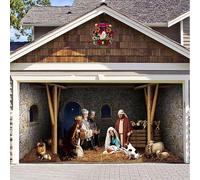 Christmas Garage Door Decorations, Garage Buddy-Wall Papers Birth of Jesus Backdrop Christmas Night Manger Nativity Pray Scene Baby Shower Family Party Portrait Photography Background(SD0104,13x6ft)