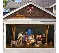 Christmas Garage Door Decorations, Garage Buddy-Wall Papers Birth of Jesus Backdrop Christmas Night Manger Nativity Pray Scene Baby Shower Family Party Portrait Photography Background(SD0108,6.5x5ft)
