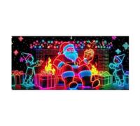 Christmas Garage Door Wraps Cover -13x6ft UV Fluorescent Festive Decoration | (2D Flat Printing) Extra Large Size - UV Glow - Santa Claus House And Garage Door Decoration, Polyester Material. Multi-purpo