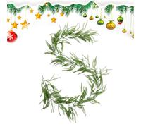 Christmas Garland - 82.68 Inches Real Touch Artificial Cedar Greenery for Holiday Decorating with Welcome Mantle Hanger, Festive Stair Fireplace Decor, Garland for Farmhouse and Party Use