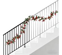 Christmas Garland - Artificial Eucalipto Decor | 175 cm Red Berries Design, Real Touch Leaves, per interni esterni Fireplace Stair Railings Living Room Garden Yard Party Winter Holiday