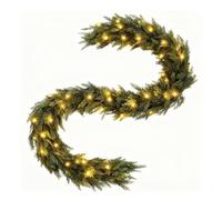 Christmas Garland, Artificial Greenery with 90 LED Lights for Holiday Decorating with Realistic Cypress Design, Pre-Lit Garland for Indoor Outdoor Fireplace Mantello Window Tree Entryway Living Room