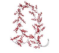 Christmas Garland - Artificial Vine Red Berries | Faux Winter Wreath Stairs Railing Decorations | 78 Inch For Indoor Outdoor Fireplace Mantel Window Door Stair Tree Garden Yard Living Room Holiday