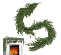 Christmas Garland, Faux Pine Wreath, Real Touch Decorative Greenery, Pre-Lit Ornaments Accent, for Fireplace Mantel, Porch, Banister, Table, Party, and Home Decor, Green