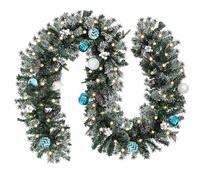 Christmas Garland Green Long Garland for Holiday Window Fireplace Mantle Indoor Outdoor Decor Party Bandiera (A, taglia unica)