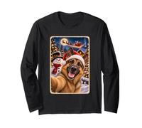 Christmas German Shepherd Dog Selfie Santa Snowman Maglia a Manica