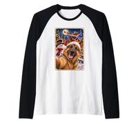 Christmas German Shepherd Dog Selfie Santa Snowman Maglia con Maniche Raglan