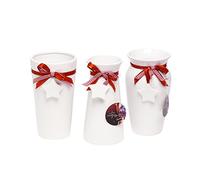 Christmas Gifts 00095-Set di 3 Vasi Decorazione di Natale, 12 x 12 x 21 cm