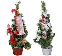 Christmas Gifts- Albero di Natale 45 cm, con 20 LED Rosso o Argento Decorato (Argento)