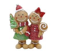Christmas Gingerbread Figurines | Couple Gingerbread Home Figure | Resin Elf, Desktop Holiday Statue for Fireplace, Bookshelf, Table Display, Kids Women Men Home Ornament
