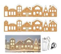 Christmas Gingerbread House Cardboard Kit with LED Lights, Foldable Christmas Villages, Reusable Festive Centerpiece for Kitchen, Living Room (2 set)