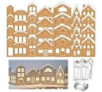 Christmas Gingerbread House Light Up Decoration Foldable Christmas Villages DIY Gingerbread House Cardboard Kit with LED Lights Reusable Holiday Interior Decoration Kit (4set)