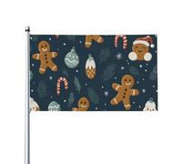 Christmas Gingerbread Man Flag Durevole Bandiera Da Giardino Robuste Bandiera Per Casa Giardino Balcone Festival 90X150Cm
