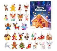Christmas Gingerbread Man Ornament Countdown - Acrylic 2D piatto 24-Day Toy | Cute Calendars with Gingerbread Pendant for Kids Adults Men Women Family Vacation Classroom Uffizi